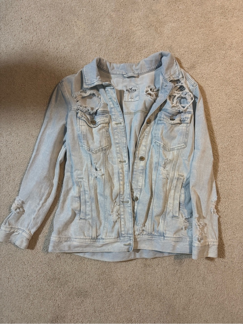 Hollister Light Wash Distressed Denim Jacket